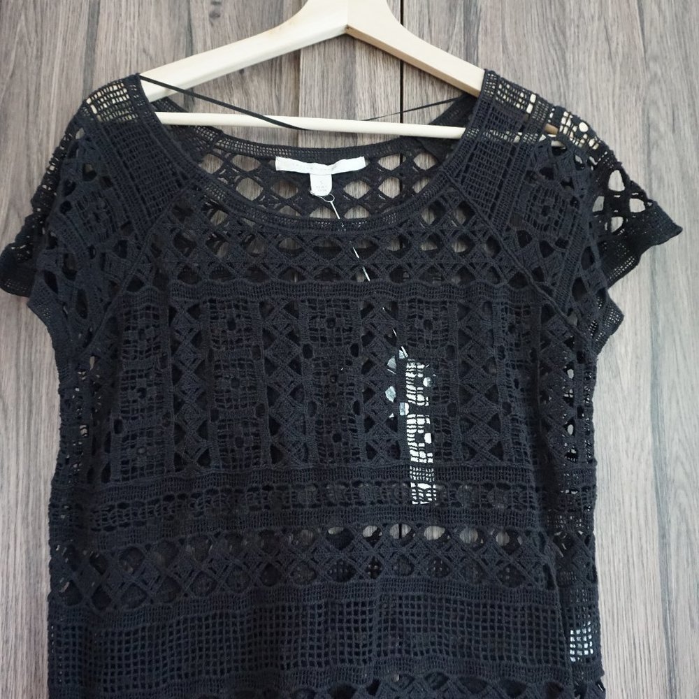 Black lace see through top